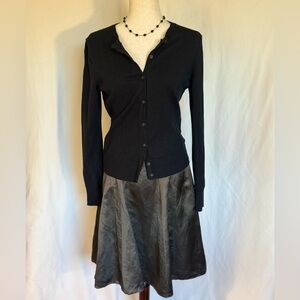 Banana Republic Fit & Flare Linen/Rayon Lined Knee Length Steel Grey Skirt - NWT